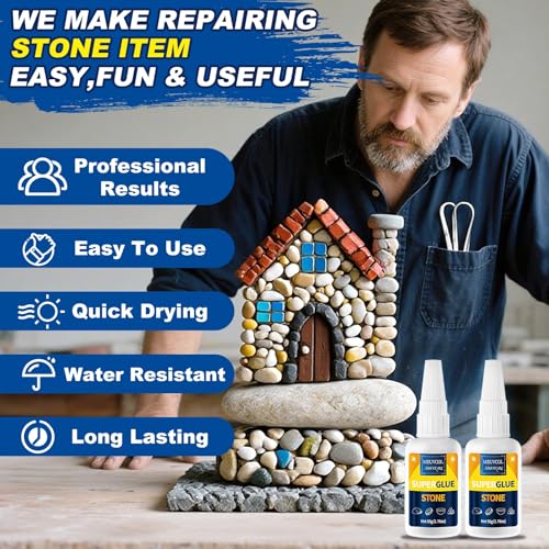 Meuvcol Stone Glue 100g - Marble Glue Heavy Duty for Granite, Artificial Stones & Tile | Clear Waterproof Stone Adhesive for Marble Repair & Craft Projects | Fast Drying, Strong, 6 Precision Nozzle - size: 100g, style: Stone Glue