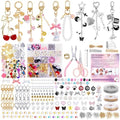 Wurosi 945 Pcs Bag Charm Kit, Charms Lip Gloss Keychain Making Kit, Beaded Keychain Making Kit, Y2K Keychains, 8 Ball Dice Charm Keychains, DIY Customizable Crafts Key Chains(Gold & Silver) - color: 945PCS Keychain Making Kit