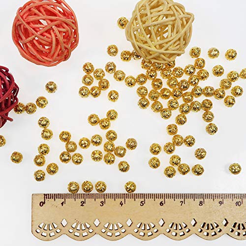TOAOB 100pcs Gold Spacer Beads 6mm Filigree Hollow Ball Beads Round Metal Loose Beads for DIY Crafts Bracelets Necklaces Earrings Jewelry Making - color: Gold, size: 6mm