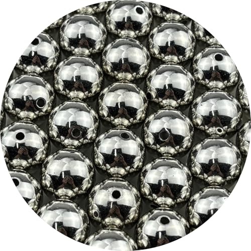 50pcs Silver Plated Round Beads for Craft 18mm Smooth Round Ball Spacer Beads for Jewelry Making DIY Necklaces Bracelets Earrings Decoration - color: Silver, size: 18mm