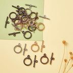 Craftdady 20 Sets Mixed Color 22mm Tibetan Style Alloy Ring Toggle Clasps for DIY Jewelry Making Crafting - color: Antique Silver, Gunmetal, Gold, Red Copper