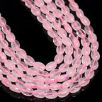 70pcs Natural Pink Quartz Stone Beads，4x6mm Egg Shape Loose Gemstone Beads for Jewelry Making Design Earring Necklace - color: pink quartz