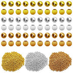 6000 Pcs 2mm Metallic Plated Round Spacer Beads - Smooth, Loose, Crimp Stopper for DIY Earring Necklace Bracelet Jewelry Making with 1mm Hole (Gold Silver K Gold) - color: 2mm, Gold Silver K Gold
