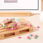 50PCS Handmade Polymer Clay Beads Hot Pink Color Strawberry Shape Loose Beads Fruit Theme Spacer Beads for DIY Bracelet Necklace Earring Charm Jewelry Making Hole 1.6mm - color: Strawberry # Hot Pink
