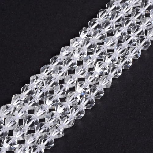 Clear Quartz 6mm Gemstone Triangle Faceted Round Loose Beads Strand 15.5" DIY Jewelry Making - color: Clear Quartz