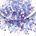 Mixed Star Moon Crystal Glass Beads Seedbeads Loose Round Pearl Beads for Jewelry Making Craft Bracelets Necklaces Earrings DIY Crafts Projects Purple Blue Glass Spacer Bead Kits for Crafts - color: Blue Purple
