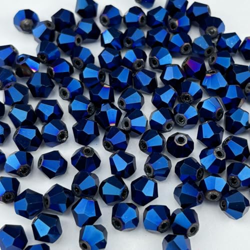 200pcs 6mm Bicone Crystal Glass Beads Faceted Bicone Crystal Beads Bulk Glass Spacer Beads for Bracelets Necklace Pendants Earrings DIY Jewelry Craft Making(Blue Light) - color: Blue Light, size: 6mm