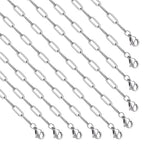 GTVOODX 10Pcs Paperclip Chain Necklace 20 Inch 3x9mm Stainless Steel Adjustable Link Chains Bulk for Women Necklace Jewelry Making - color: Silver, size: 20 Inch