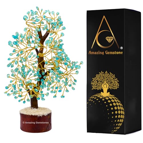 Amazing Gemstone Crystals and Healing Stones Birthday Gifts for Women - Apatite Crystal Tree of Life Home Decor Stocking Stuffers, Bookshelf, Room, Meditation Gift for Mom Dad, Unique Birthday Gifts - color: Apatite
