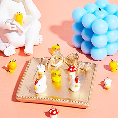 Civaner 50 Pcs Resin Charms for Jewelry Making, Cute Mushroom Bee Duck Cow Chicken Swan Rabbit Pig Farm Animal Pendants for DIY Bracelets Necklaces - style: Classic Style