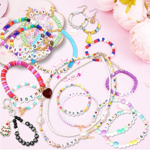 500PCS 4x7mm Acrylic Letter Beads A for Friendship Bracelets Jewelry Making, White Round Flat Acrylic with Colourful Alphabet Beads for DIY Crafts Bracelets Necklaces Key Chains Phone Lanyard - color: A(colourful on white)