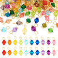100Pcs Crystal Acrylic Dangle Charms Assorted Transparent Faceted Bicone Charms with Golden Iron Loops Min Small Jewelry Pendants for DIY Earrings Necklaces Bracelet Chain Jewelry Making Crafts