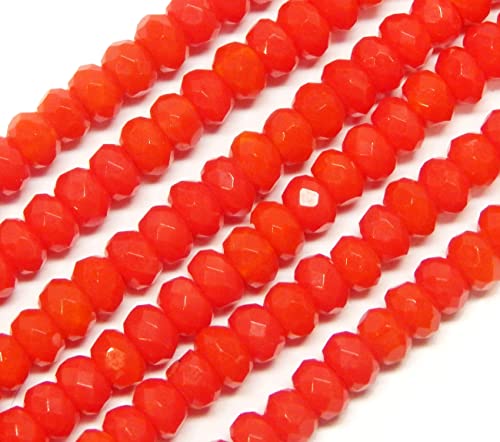 Perlin Agate & Jasper Gemstone Strand Beads 4 mm Rondelle 110 Pieces Jewellery Beads Semi-Precious Stone for Jewellery Necklace Bracelet Earrings (Red Agate) - color: Red Agate