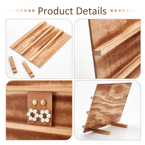 PH PandaHall 3 Tier Earring Cards Stands, Wooden Jewelry Display Stand Rack Removable Shelves Rack, Earring Display Card Holder for Displaying Bookmarks Stickers Jewelry Keychains - color: BurlyWood-3 Tier