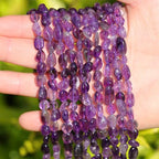 Natural Stone Beads 6-8mm Amethyst Oval Irregular Freeform Tumbled Loose Gemstone Beads for Jewelry Making 15 Inch Strand 50-55 Pcs - color: Amethyst-1 strand15”-approx. 55 beads