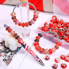 European Large Hole Spacer Charm Fairy Wands Rhinestone Craft Beads for DIY Bracelet Jewelry Making (Red) - color: Red
