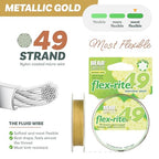 The Beadsmith Flex-Rite Beading Wire - 49-Strand Nylon-Coated Stainless-Steel Wire, 0.014" (0.35 mm) Dia, Metallic Gold, 30 ft Spool, Durable Necklace & Bracelet String, for Jewelry Making Supplies - color: Metallic Gold, size: .014” Dia - 30 ft