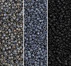 Miyuki Delica Seed Beads Bundle: Size 11/0, Matte Gray Black Collection - DB301, DB307, DB310-3 Tubes of 2" ea