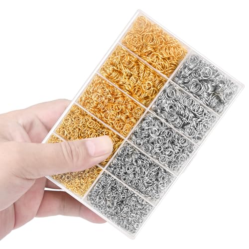 4600 Pcs Jump Rings for Jewelry Making Kit Gold & Silver, Open Rings with Opener Tools for Earrings, Keychains, Bracelet & Necklace Repair Supplies - color: 4600Pcs Silver & Gold