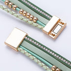 FANCY SHINY Mothers Day Gifts Boho Leather Wrap Bracelet Stackable Infinity Chunky Cuff Bracelets Western Hippie Outfits Jewelry Valentine Gifts for Women - color: Avocado