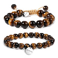 JADENOVA Natural Bead Bracelet Semi Precious Gemstone Beaded Bracelet for Women Healing Crystal Stone Stretch Bracelet Men Couple Bracelets (2pcs,6-8mm/8-10mm) - color: Yellow Tiger Eye, size: 8mm/10mm