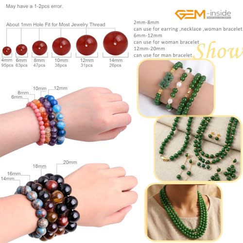 GEM-Inside Natural 8mm Green Taiwan Jade Gemstone Loose Beads Round Crystal Energy Stone Power for Jewelry Making 15" - color: Green Taiwan Jade, size: 8mm
