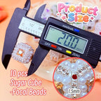 10pcs Rhinestone Focal Beads for Pens, Featuring Pearl & Cubic Sugar Shapes, Sparkling Fancy Beads for DIY Jewelry, Keychains & Crafts (Sugar Cube) - color: Sugar Cube
