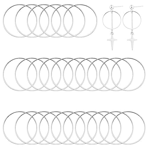 40pcs Earring Hoop for Jewelry Making 40mm Beading Hoop Earrings Earring Finding Hypoallergenic Round Earrings Beading Hoops Bulk Open Bezel Pendant Frame for DIY Crafts Women Gifts(Silver) - color: 40pcs;40mm;Silver