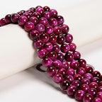 65Pcs Magenta Tiger's Eye 6mm Beads Natural Stone Round Gemstone Genuine Real Stone for DIY Bracelet Jewelry String Making - color: Magenta Tiger's Eye, size: 6mm