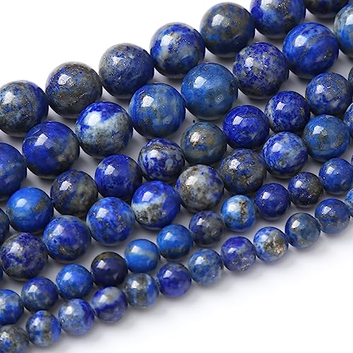 Round Loose Beads Natural Gem Beads Crystal Energy Stone Beads for Jewelry Making 15" (Lapis Stone Beads, 8MM) - color: Lapis stone beads, size: 8mm