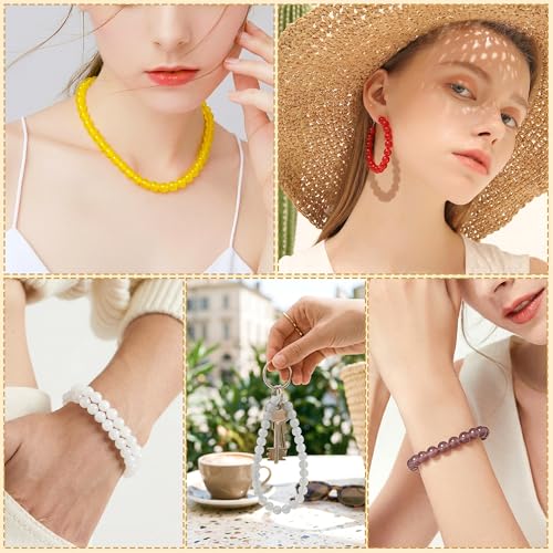 500Pcs Yellow 6mm Glass Beads for Bracelets Necklace, Round Glass Crystal Beads for Bracelet DIY Crafts Jewelry Making Kits Earring Necklaces (Yellow) - color: Yellow