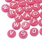 BEEFLYING 632Pcs 10MM Pink Acrylic Round Letter Beads for Jewelry DIY Crafts - color: Cerise