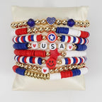 Twinfree Bohemia Beaded Bracelet for Women, Polymer Clay Stretch Bracelets - color: color 45