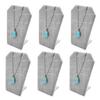 MOOCA 6 Pcs Natural Gary Linen Earring Display Stand Necklace, Pendant Jewelry Organizer Display Holder for Earring, Pendant, Necklace Stand for Showcase, Gray, 2 1/2 W x 1 3/4 D x 3 1/4 H in - color: Gray Linen