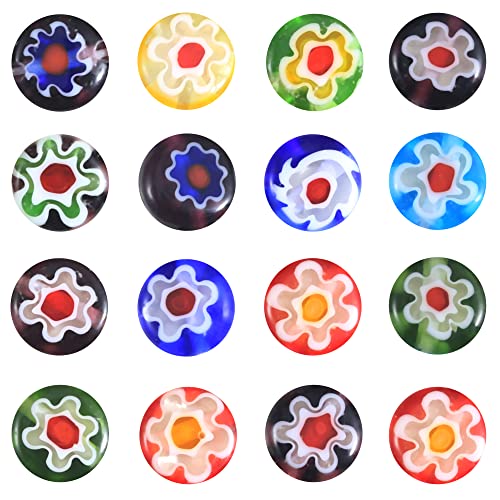 Weebee Millefiori Lampwork Glass Loose Assorted Beads Flat Flower Heart Glass Coin Round Spacer Bead for Jewelry Making 100 Pcs (Flat Round 8mm) - color: Flat Round 8mm