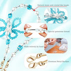 Marble Beaded Phone Wrist Strap,Detachable Phone Bracelet Strap with Tether Tab,Hands-Free Wristlet Strap (Blue & White) - color: Blue & White