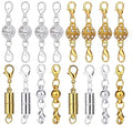 Aiskaer 16 Pcs Magnetic Lobster Clasps for Jewelry Necklace Bracelet, Rhinestone Ball and Cylindrical + Ball Tone Lobster Clasp
