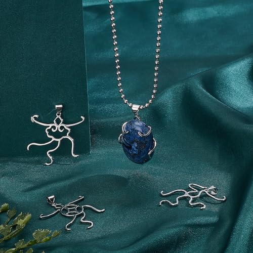 PH PandaHall 4pcs Silver Pendant Blanks, 18K Gold Adjustable Pendant Blank Brass Charm Base Setting Claw Prong Pendants Blanks for DIY Women Gemstone Setting Handmade Necklace Jewelry Making