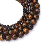 Craftdady 4 Strands Natural Round Tiger Eye Beads 4-10mm Polished Gemstone Chakra Energy Stone Loose Beads for DIY Bracelets Necklaces Earrings Jewelry Crafts, Total About 240pcs - color: Brown Tiger Eye