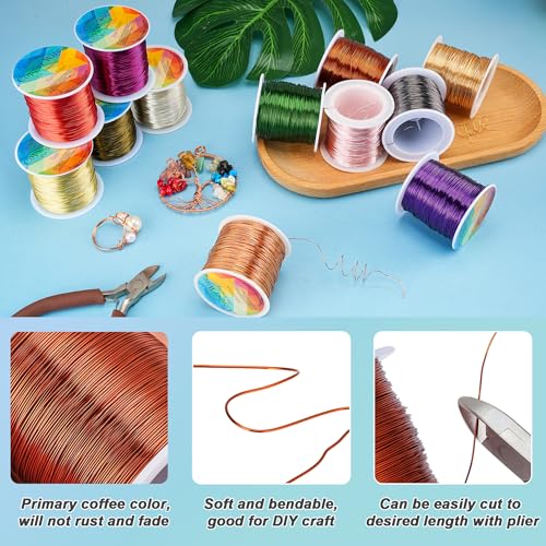 203 Feet Tarnish Resistant Copper Wires 24 Gauge/0.5mm Jewelry Craft Wires Beading Wire for Jewelry Making, Wire Wrapping and Crafting (Red Coffee) - color: Red coffee, size: 24 Gauge