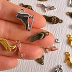 stino Metal Charms for Jewelry Making 100gram, Bulk Tibetan Silver & Gold Plated Trinkets for Earring Necklace Jewelry Making and Findings - color: Shoe Mixed Color