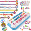 DDAI Friendship Bracelet Making Kits Crafts - Arts & Crafts for Kids Ages 8–12 - Birthday Gifts for 7 9 10 11 12 Years Old Girls Toys, String Bracelet Maker Loom Box for Kids, DIY Gem Stickers - color: Aqua & White