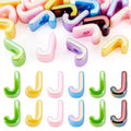 Beadthoven 20pcs Big Letter J Beads Large Hole Bubble Alphabet Acrylic Beads Charm Iridescent Plastic J Shape Loose Chunky Spacers for Jewelry Making Bracelet Necklace Keychains Shoelaces Crafts - color: J