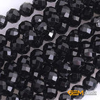 GEM-Inside 2mm Natural Stone Black Tourmaline Faceted Spacer Small Beads for Jewelry Making 15" - color: Black Tourmaline, size: 2mm
