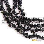 GEM-Inside Black Glass Chips Gemstone Loose Beads 7-8MM Crystal Energy Stone Power for Jewelry Making 34" - color: Black Glass