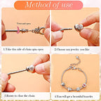 Hicarer 27 Pieces Snake Charm Bracelet Chain Adjustable Charm Bracelet Chain with Heart Shape Extender Copper DIY for Women Jewelry Making(6.3 Inch,Silver) - size: 6.3 Inch