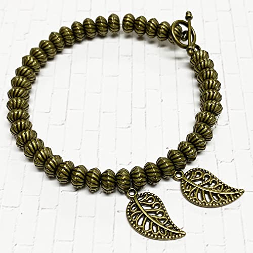 Heather's cf Four Leaf Clover Silver Leaf Beads 100-150 Pcs Leaves Craft Antique Leaf Charms for Crafting Leaf Pendant Charm for Necklace Bracelet Earring Making Fall Leaf Beads Set - color: Brass Filigree Leaf