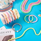 Elecrelive 9 Strands Handmade Polymer Clay Beads 6 mm Vinyl Heishi Beads Flat Round Clay Spacer Beads for Surfer Choker Necklace Bracelet Earrings Jewelry Making - color: Bright Color