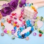 BONNY BOXX 50PCs 16mm Crackle Acrylic Round Beads Crystal Mix Plastic Pastel Loose Spacer Bubblegum Beads for Jewelry Making Phone Strap DIY Crafts - color: Crackle