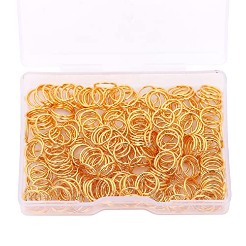 BEADIA 18K Gold Plated Jump Rings Non Tarnish 8mm 300pcs for Jewelry Making Findings - color: Gold, size: 0.7x8mm